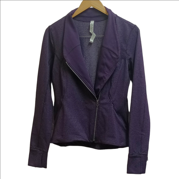 🆕LULULEMON PRECISION PURPLE LILAC CHAIN LINK DEEP ZINFANDEL ASYMMETRICAL JACKET - Picture 8 of 14